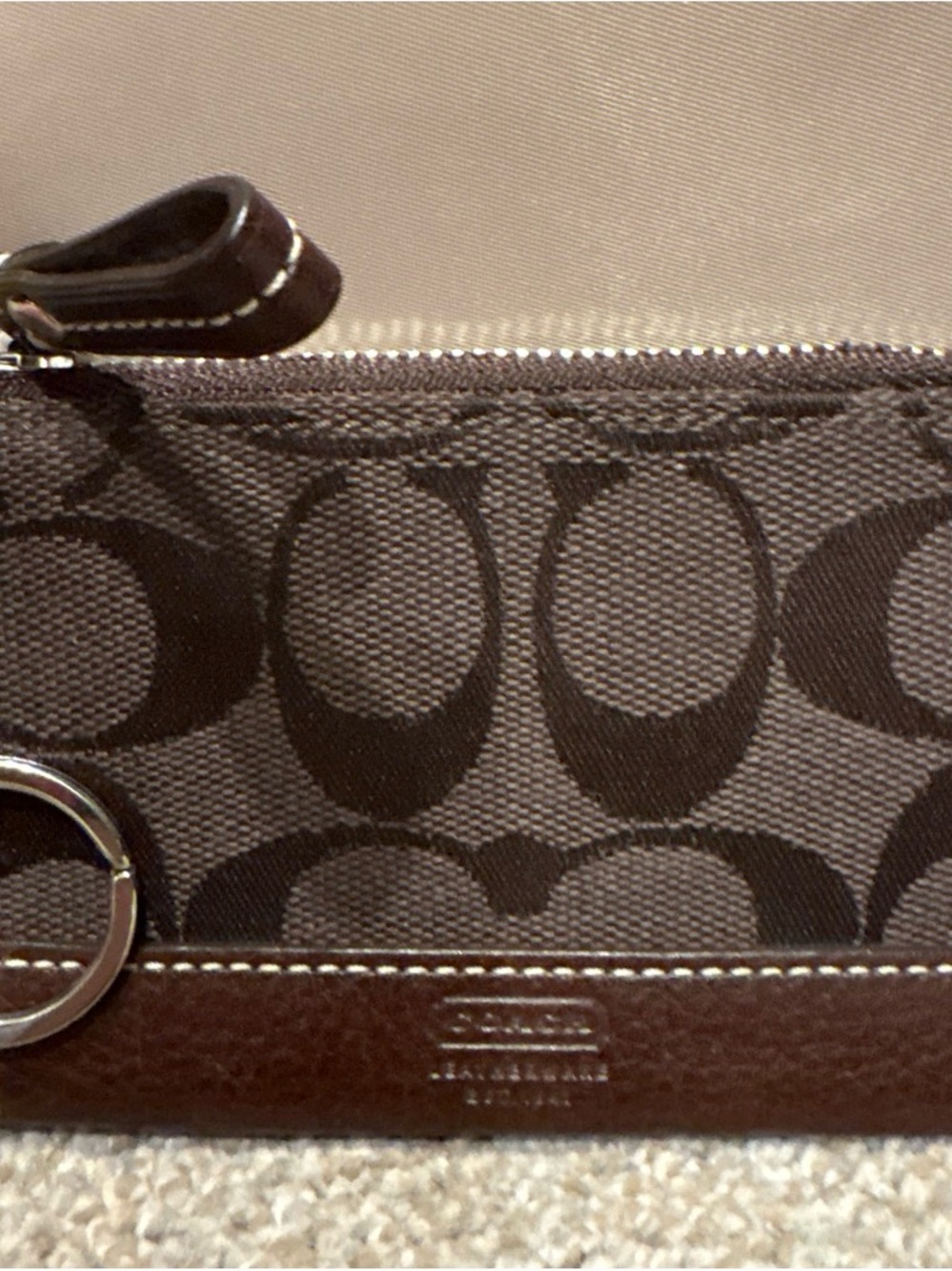 Coach Brown Signature Wristlet Clutch
